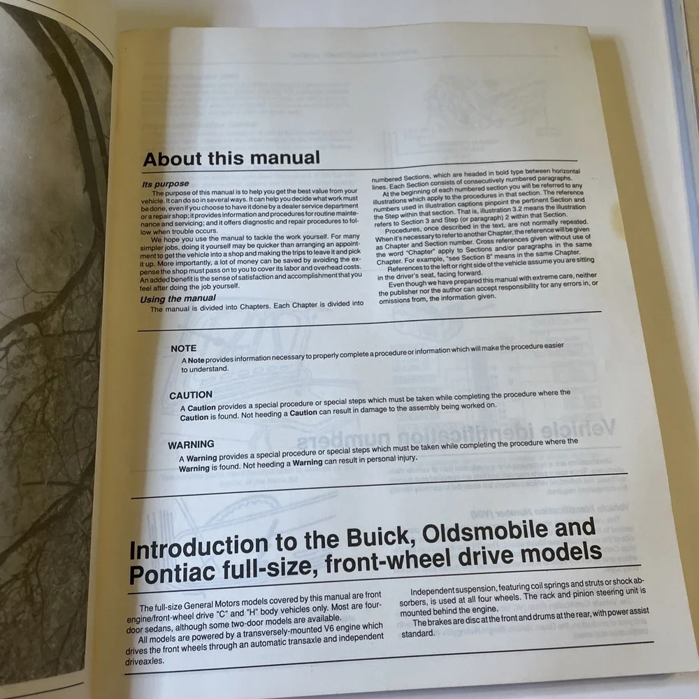 Haynes Buick/Oldsmobile/Pontiac Full Size Models 1985-93 FWD Repair manual
